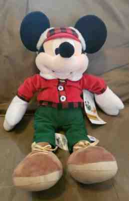 Mickey Mouse Disney Store 2017 Christmas Plush NEW WITH TAGS Flannel Winter 