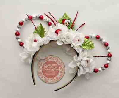 Very Merry Party Mickey Disney Insp Minnie Mouse Wire Beaded Ears Epcot Holiday