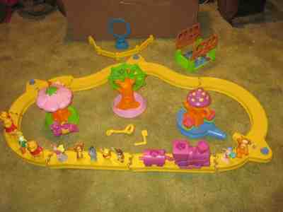 Vintage Disney Winnie The Pooh Train Set Carnival with Figures & 3 Rides, Works