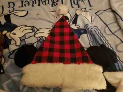 Disney Parks Flannel Mickey Santa Hat. New at Parks! New with Tags.