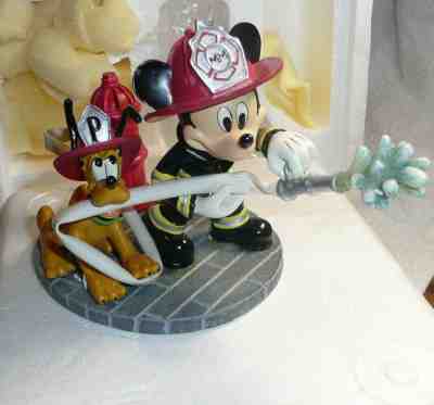 Disney Mickey Mouse Pluto Firemen Figurine All Fired Up/Mickey To The Rescue 