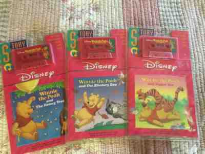 Lot 3 New Disney Book On Tape Winnie The Pooh Audio Cassette & Read Along Book