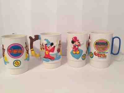 FOUR (4) Vintage 1990 Walt Disney WORLD ON ICE Super 3-D Mickey Mouse  MUGS CUPS