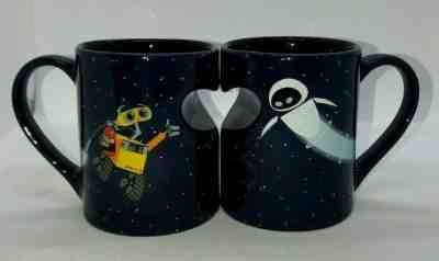 Wall-e Eve Coffee Mugs Pair Heart Set Couple Disney Blue Sky Robot Walle Pixar