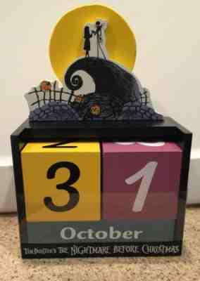 Disney Nightmare Before Christmas Wood Block Calendar Jack Skellington Sally NEW