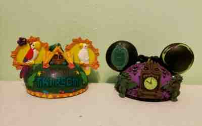 Disney Haunted Mansion Enchanted Tiki Room Ears Ornaments Set Of 2 Disneyland