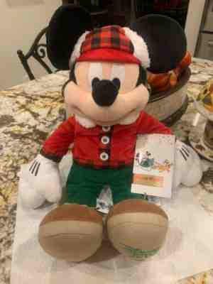 Mickey Mouse Disney Store 2017 Christmas Plush NEW WITH TAGS Flannel Winter 18”