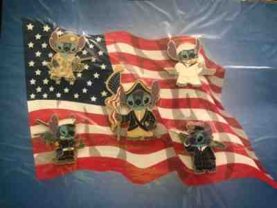 Disney Trading 5 Pins Stitch Patriotic Military Army Forces Rare Set LE 1000