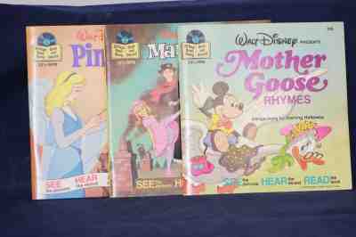 Walt Disney Books with Records Set of 3: Mother Goose, Pinocchio, Mary Poppins