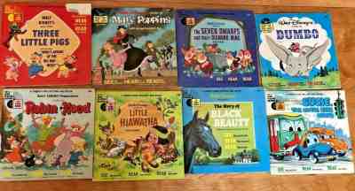 Lot of 8 - Disney SEE HEAR READ Book Records 33 Dumbo, Robin Hood, Mary Poppins