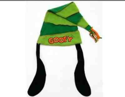 Goofy Christmas Holiday Santa Elf Stocking Hat Cap Green Floppy Ears Disney Park