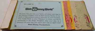 VINTAGE 1970's WALT DISNEY WORLD RIDES & ADMISSIONS TICKET BOOK SOUVENIR USED
