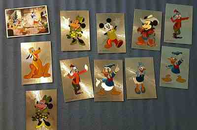 Lot of 11 Vintage Dufex Walt Disney foil postcards Disneyana Unused NOS Mickey 