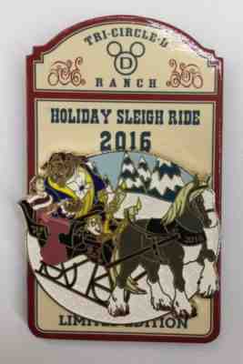 Disney Pin Holiday Sleigh Ride 2016 Beauty And The Beast Belle Beast Christmas