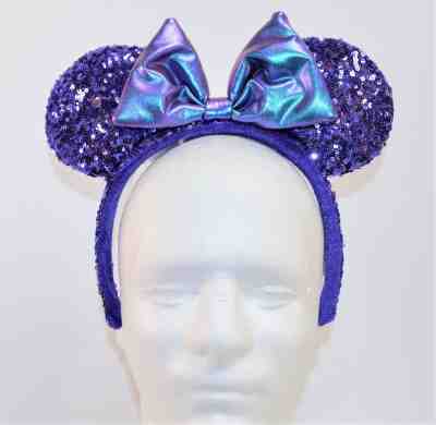 Disney Exclusive Minnie Ears Purple Potion Iridescent Bow Sequin ...