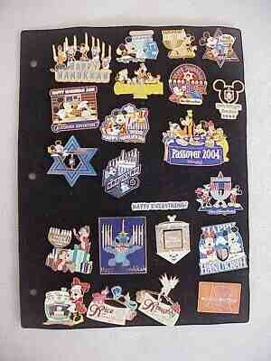 22 DIFFERENT DISNEY HANUKKAH CHANUKAH JEWISH 2001 - 2004 L.E. PINS