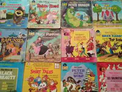Lot of 11 WALT DISNEY  Read Along Books & Records & 1 Shirt Tales book & record