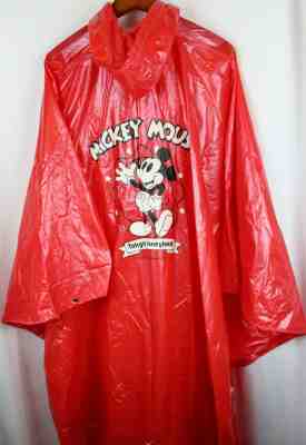 RARE Tokyo Disneyland Raincoat Rain Poncho Red Mickey Mouse Japan Vintage Disney