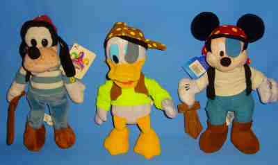 Disney plush Pirates-Mickey Mouse Goofy Donald Duck Beanbag Best Friends-LOT-3