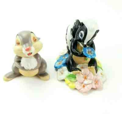 Disney Thumper Rabbit/Flower the Skunk from Bambi Porcelain Figurines nc 