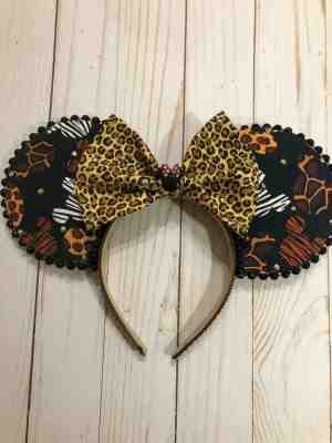 Animal Cheetah Leopard Zebra Disney Minnie Mickey Mouse Ears Handmade Headband