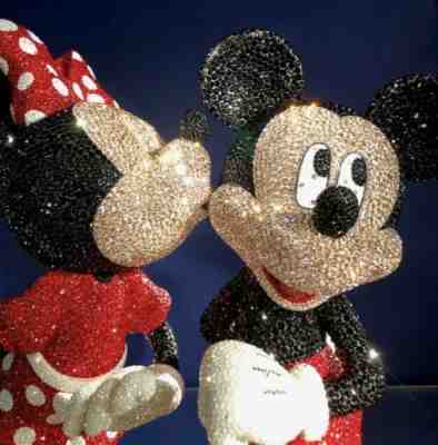 Disney Arribas Brother LE Mickey And Minnie Kissing Swarovski Myraid Figurine