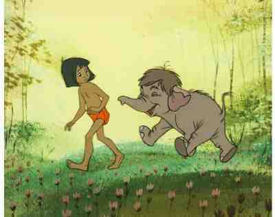 The Jungle Book Mowgli and Hathi Jr. Production Cel (Walt Disney, 1967)