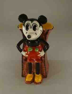 RARE ORIGINAL CIRCA. 1930 MICKEY MOUSE WALT DISNEY CROWN DEVON FIGURAL VASE