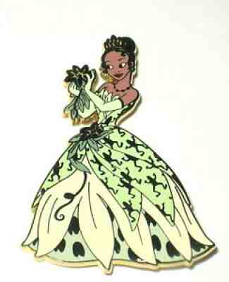 Tiana RARE LE 125 Disney Pin â?¿ Princess Frog Gold Brocade Golden Designer Dress