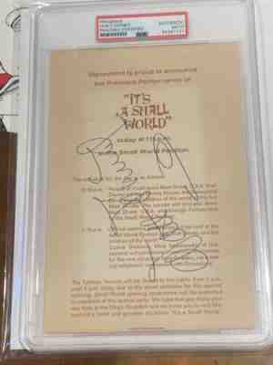 Walt Disney Signed Auto 1966 Disneyland Small World Premiere Program PSA/DNA