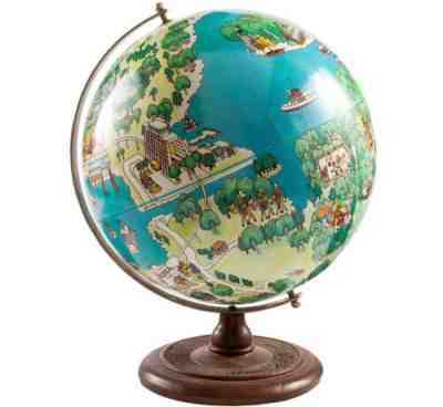 VERY RARE WALT DISNEY WORLD OPENING TRAVEL AGENCY PROMOTIONAL GLOBE DISPLAY!!