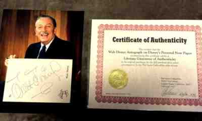 EXCEPTIONAL WALT DISNEY SIGNED PERSONAL NOTE PAPER WITH MICKEY MOUSE!