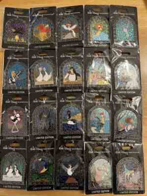 Disney D23 Expo 2022 MOG WDI LE 300 Bird Profile Stained Glass Pin Complete Set