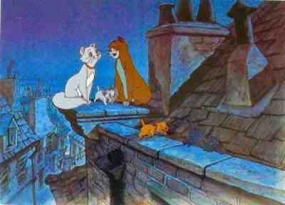 Disney Cel Aristocats Rooftops Of Paris Edition Rare Cell And Promo Binder Page