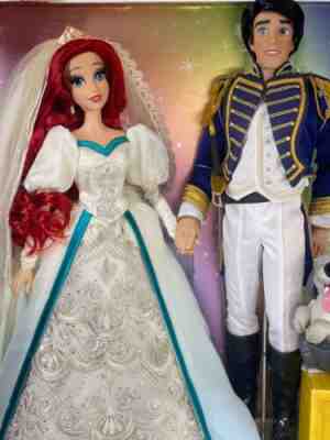 Disney Limited Edition Ariel & Prince Eric Wedding Platinum Gift Doll Set NRFB