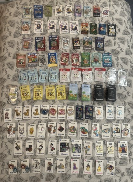 Disney Pin Lot Of 104 pins! LE, LR, OE and mystery pouch, boxes included!