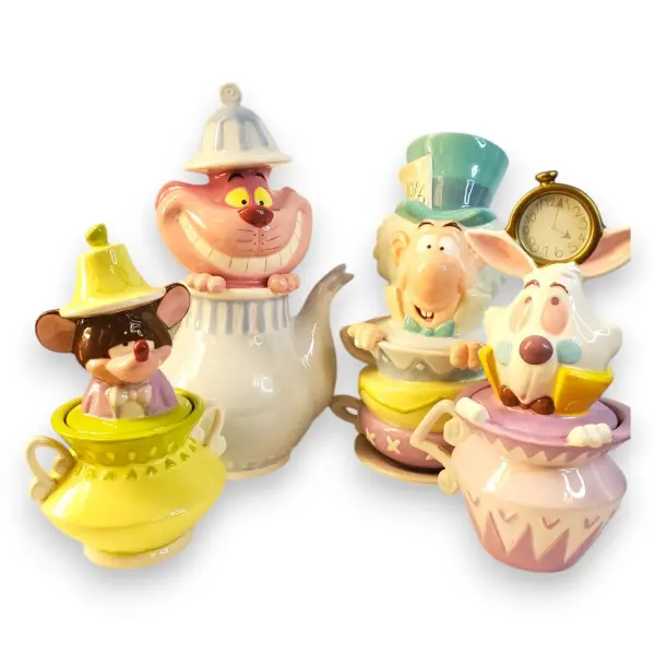 Disney Alice in Wonderland Ceramic Canister Set 2005 Rare Vintage Jars Complete