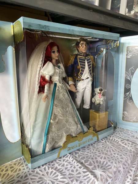 Disney Limited Edition Ariel & Prince Eric Wedding Platinum Doll Set NRFB