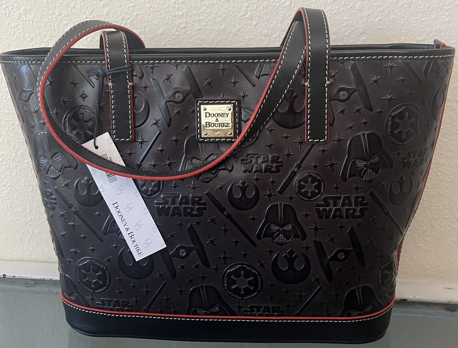 Disney Dooney & Bourke Black Leather Star Wars Shopper Tote Darth Vader New