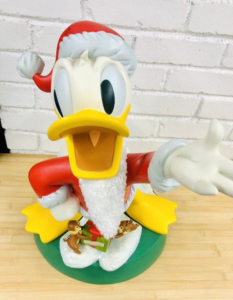 RARE Disney Santa Donald Duck Big Figure 18" + Chip & Dale Present