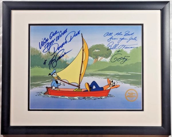 ? Disney cel Goofy cel Donald Duck cel signed Voices Farmer Anselmo Frame