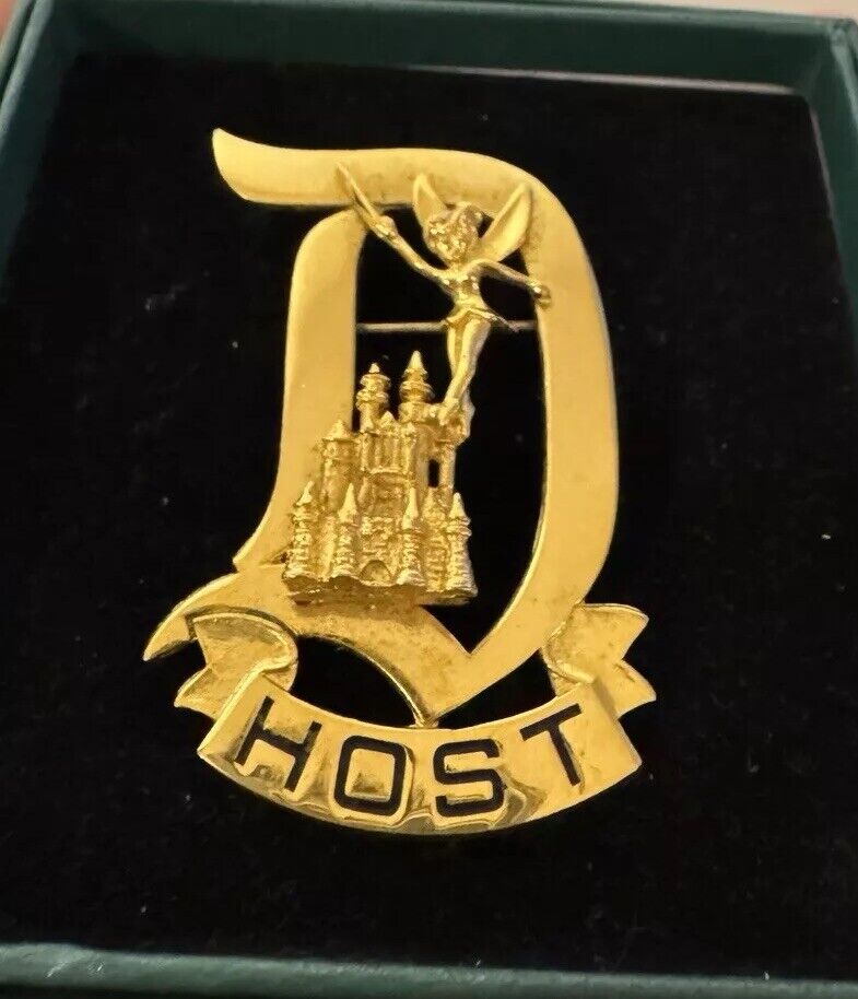 Disneyland Cast Member Host Badge Pin Guest Relations Guide Tinker bell Disney