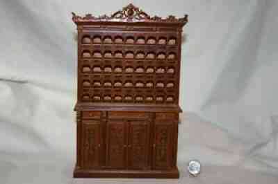Miniature Dollhouse Bespaq Carved Pecan Hotel Lobby Mail/Key Cabinet 1:12 NR