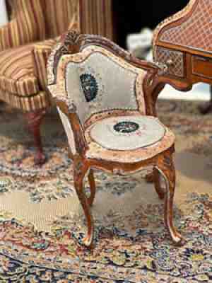 Vintage Miniature Dollhouse Bespaq Hepplewhite Faux Tiger Tortoise Desk Chair