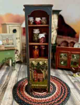 Artisan Miniature Dollhouse BBE Hand Painted Primitive Folk Art Cabinet 1990