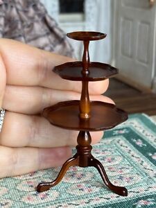 Vintage Miniature Dollhouse Artisan FERD SOBOL Fabulous Mahogany 3-Tier Table