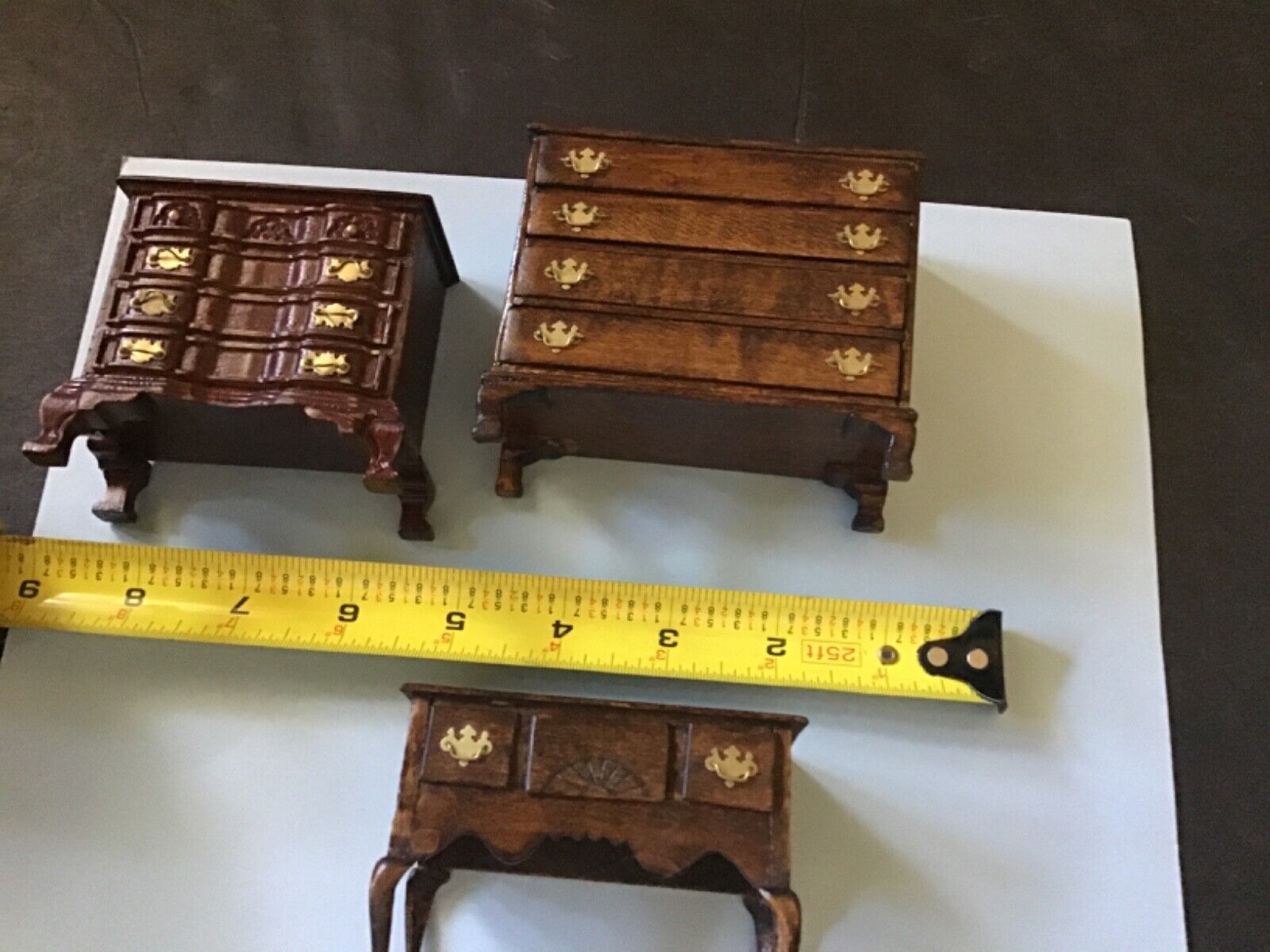 Vintage dollhouse HUGE LOT/ lowboy / 4 drawer chest/ 4 wingbacks/ chippendale