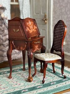 Vintage Miniature Dollhouse Artisan FERD SOBOL Ladies Beautiful Desk & Chair