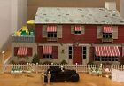 1950'S MARX TIN METAL FURNISHED DOLL HOUSE, MARX LIMOUSINE, MARX FAMILY + DOG