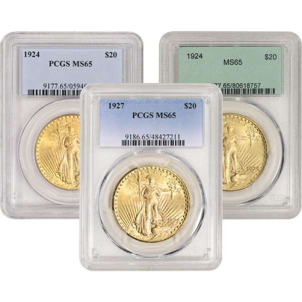 US Gold $20 Saint-Gaudens Double Eagle - PCGS MS65 - Random Date and Label